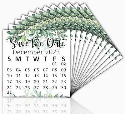 订婚邀请日历卡 - 20 张卡片,(rlcb/dec-012) - 2023 年 12 月